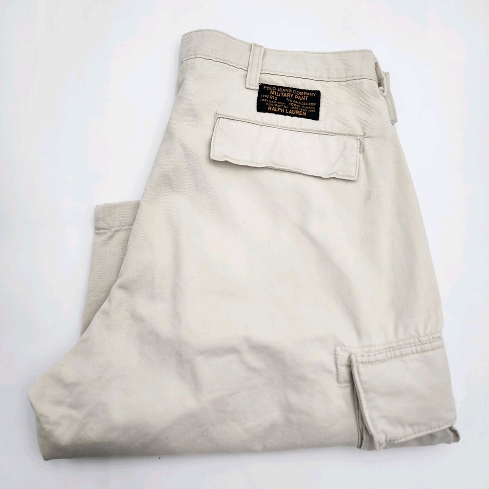VINTAGE Ralph Lauren Polo Jeans Co Shorts Mens 32 Ivory Cargo Military Surplus
